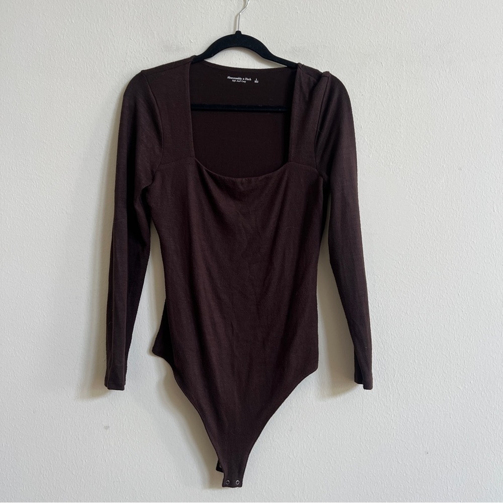 Abercrombie Long Sleeve Cotton Seamless Fabric Square Neck Bodysuit